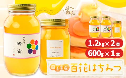 百花 600g×1本 1.2kg×2本 (計3本) かもがた養蜂 [30日以内に出荷予定(土日祝除く)] はちみつ 岡山県産---124_362_30d_23_35500_3---