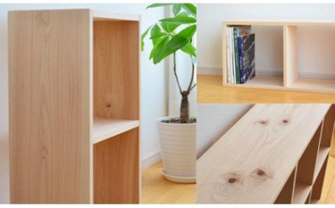 岡山県産ひのき　スクエアシェルフ　SQ-HNK2×1　2×1　節あり