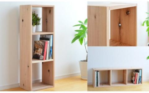 岡山県産杉　スクエアシェルフ　SQ-SG3×1　3×1　節あり