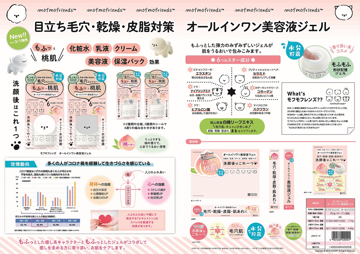 オールインワン美容液ジェル（岡山県産白桃エキス配合スキンケア）