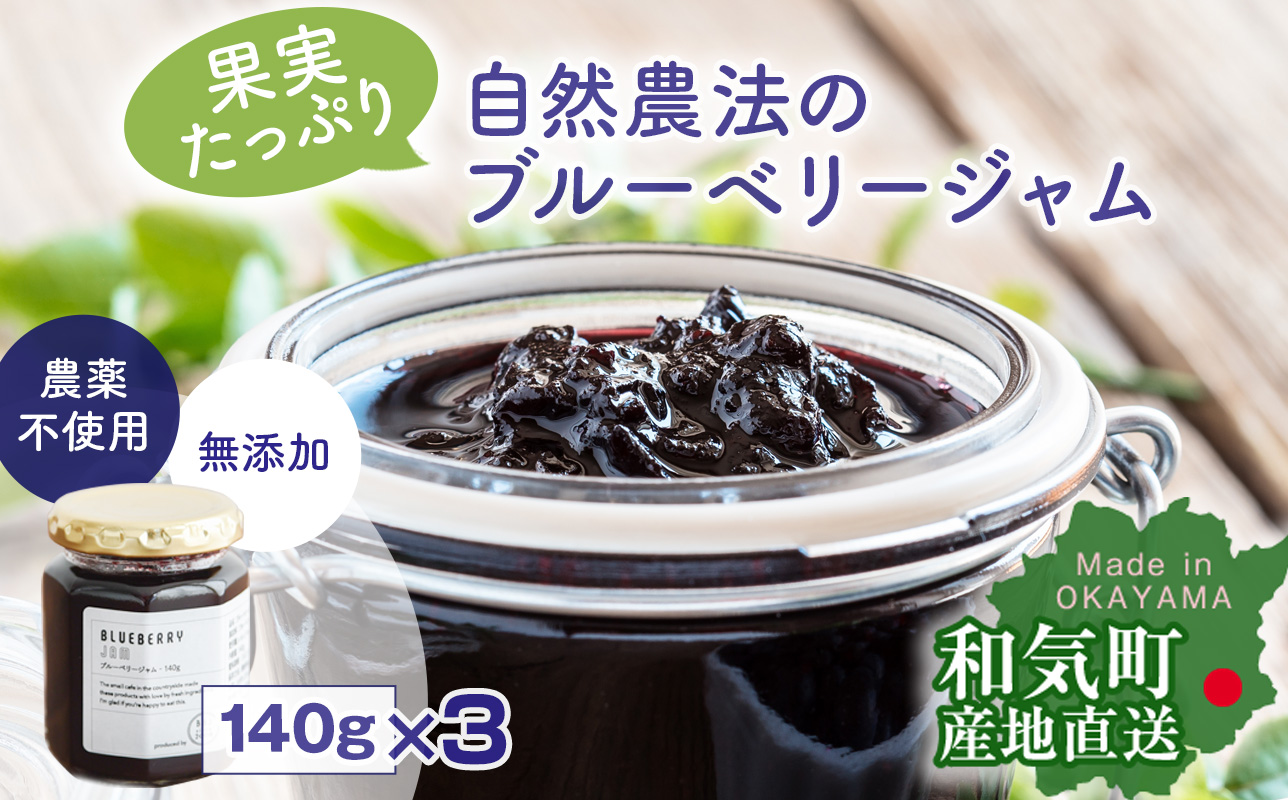 果実たっぷり自然農法のブルーベリージャム　140g×3