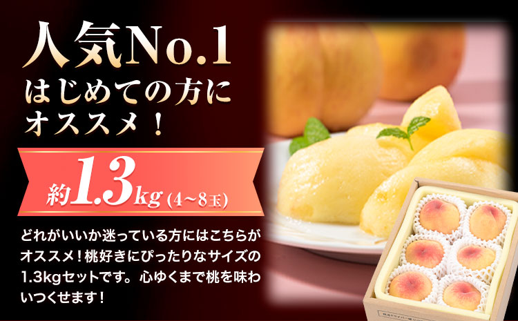 【2026年発送先行予約】岡山の桃 約1.3kg 4～8玉前後 《2026年6月下旬-9月上旬頃出荷》 フルーツ 果物 岡山 矢掛町 ---ofn_cwomx_l69_25_12500_1300---