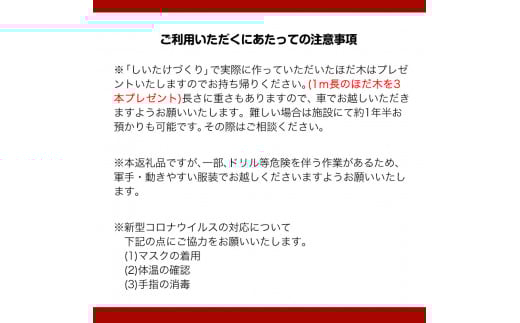 原木しいたけづくり体験チケット(昼食付) 1名様 《30日以内に出荷予定(土日祝除く)》 桃源郷はなしの里 岡山県矢掛町---iosy_togensitake_30d_22_17500_1p---