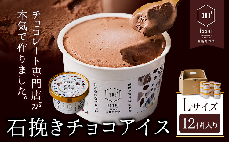 石挽きチョコアイス Lサイズ 12個 石挽きカカオissai 岡山県矢掛町 チョコレート スイーツ デザート アイス《30日以内に出荷予定(土日祝除く)》---osy_ficici_30d_25_26000_l---