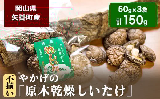 やかげの「原木乾燥しいたけ」150g 不揃い 備中南森林組合 岡山県矢掛産《60日以内に出荷予定(土日祝除く)》---osy_bityukanso_60d_24_7500_150g---