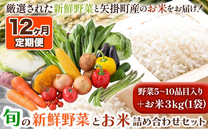 [12ヶ月定期便]旬の新鮮野菜とお米詰め合わせセット 青空市きらり [お申込み月の翌月から出荷開始] 野菜 米 トマト ---osy_cakrytei_24_180000_mo12num_s---