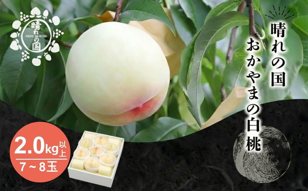 【先行予約】晴れの国おかやま 白桃2.0kg以上（7～8玉）【８月中旬～９月上旬発送】【021-a027】 2.0kg以上(7～8玉)