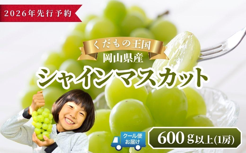 【2026年発送分 先行予約】岡山県産 シャインマスカット 600g以上（1房）【ご家庭用】【025-a034】 600g以上（1房）