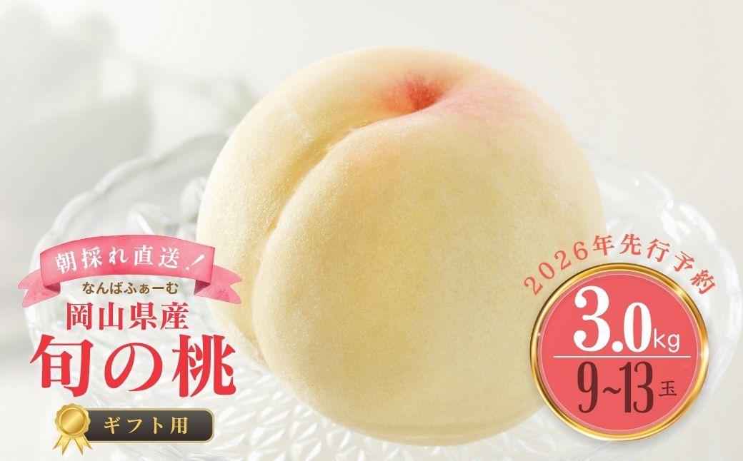 ＜数量限定＞［なんばふぁーむ］岡山県産 旬の桃 3.0kg（9～13玉）[ギフト用]【2026年発送】039-a005 3.0kg（9～13玉）