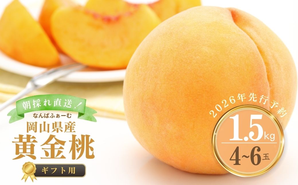 [2026年先行予約][なんばふぁーむ]岡山県産 黄金桃 1.5kg(4?6玉)[ギフト用][039-a008]