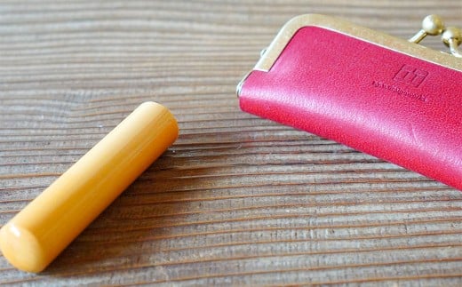 イタリアンオイルレザーのがま口印鑑ケース ［レッドカラー］ 1個 レザー 皮 天然皮革 牛革 イタリアンレザー 真鍮メッキ口金 ケース 入れ物