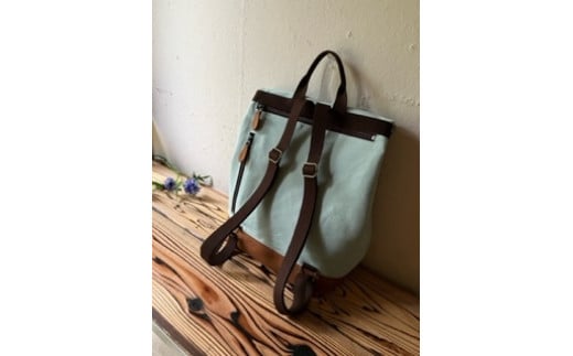 【2026年6月上旬発送開始】【 AKIRA オリジナル】【マツコの知らない世界 で紹介されました！】シンプルリュック ミント帆布×茶色帆布 軽量 日本製 キャンバス 通勤 通学 大容量 上質 カジュアル オシャレ レディース メンズ リュックサック カバン 鞄 バック