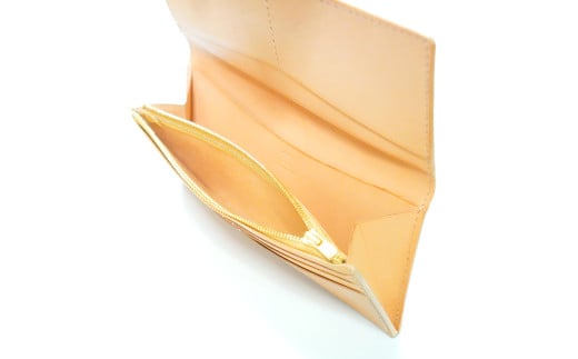 イタリアンオイルレザーを使った長財布 ナチュラルカラー 革製品 ハンドメイド クラフト