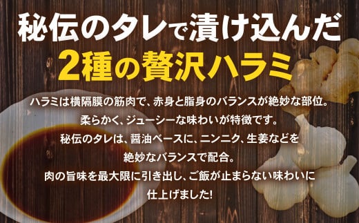 タレ漬け 牛ハラミ ・ 豚ハラミ 食べ比べ セット 各約250g×1パック 計約500g ハラミ 牛肉 豚肉 お肉 味付き 味付き肉 岡山県 奈義町 冷凍