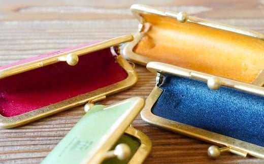 イタリアンオイルレザーのがま口印鑑ケース ［イエローカラー］ 1個 レザー 皮 天然皮革 牛革 イタリアンレザー 真鍮メッキ口金 ケース 入れ物