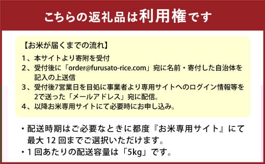 【定期便12回分】らくらくお米便 60kgコース 利用権 5kg×12回 お米