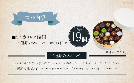 ガトーミュール サマー アイスカヌレ 19個入 【2026年5月下旬～8月上旬迄発送予定】スイーツ お菓子 おやつ ミニ カヌレ 洋菓子 ギフト ショコラオランジュ 夏いちご マンゴー 塩キャラメル バニーユ ピーチパッション 抹茶 ピニャコラーダ バナーヌ グアテマラ カシス シトロン ミラベル 冷凍