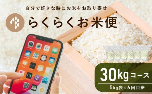 【定期便6回分】らくらくお米便 30kgコース 利用権 5kg×6回 お米 ひのひかり