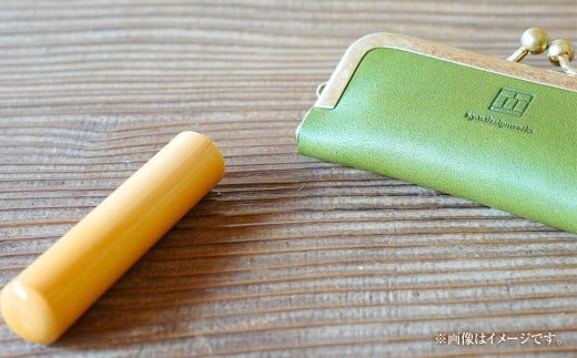 実印 印鑑ケース付き イタリアンオイルレザーのがま口印鑑ケース グリーンカラー13.5mm 黒水牛 （印鑑ケース1個・印鑑1本） 牛革 革 オイルレザー イタリアンレザー 天然皮革 水牛 牛の角