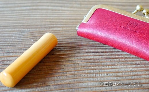 実印 印鑑ケース付き イタリアンオイルレザーのがま口印鑑ケース レッドカラー13.5mm 上柘 （印鑑ケース1個・印鑑1本） 牛革 革 オイルレザー イタリアンレザー 天然皮革 柘の木