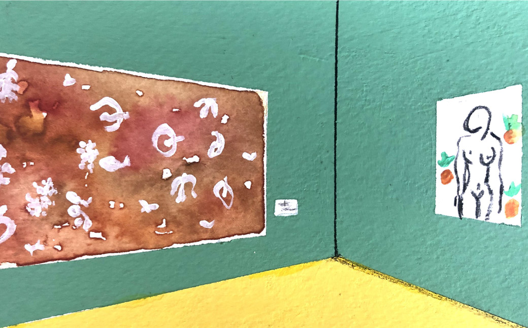 額つき ポストカードサイズ ドローイング 10点 セット 花房紗也香 アート 額入り インテリア 絵 イラスト