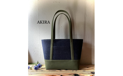 【AKIRAオリジナル】【マツコの知らない世界 で紹介されました！】大きなトートバッグ レディスショルダータイプ 濃紺デニム×カーキ帆布 A4対応 大きい 大容量 軽量 軽い 横型 日本製 キャンバス 肩掛け 通勤 通学 上質 カジュアル オシャレ シンプル レディース カバン 鞄 バック
