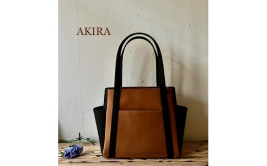 【AKIRAオリジナル】【マツコの知らない世界 で紹介されました！】中型レディストートバッグ ダブルポケット ダークブラウン帆布×黒帆布 多収納 6ポケット 軽量 軽い 日本製 キャンバス 通勤 通学 大容量 上質 カジュアル オシャレ レディース カバン 鞄 バック