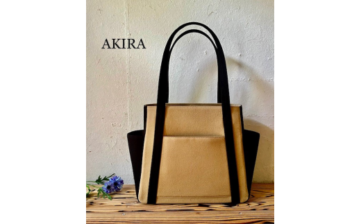 【AKIRAオリジナル】【マツコの知らない世界 で紹介されました！】中型レディストートバッグ ダブルポケット ベージュ帆布×黒帆布 多収納 6ポケット 軽量 軽い 日本製 キャンバス 通勤 通学 大容量 上質 カジュアル オシャレ レディース カバン 鞄 バック