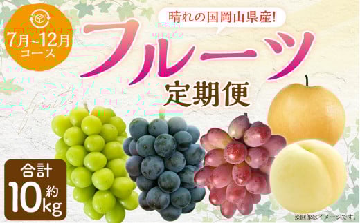 【6回定期便】岡山県産 フルーツ定期便コース 計約10kg 【2025年7月上旬発送開始】 白桃 桃 もも ニューピオーネ 瀬戸ジャイアンツ シャインマスカット 晴王 マスカット ぶどう 葡萄 紫苑 あたご 梨 なし フルーツ 果物 くだもの 岡山