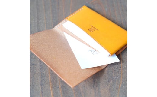 【イエロー】 イタリアンオイルレザーの折革名刺入れ 革小物 名刺入れ 名刺 革 レザー オイルレザー イタリアン 岡山県 奈義町