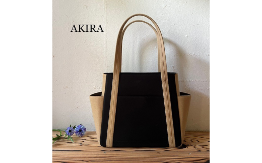 【2026年6月上旬発送開始】【 AKIRA オリジナル】【マツコの知らない世界 で紹介されました！】中型レディストートバッグ ダブルポケット 黒帆布×ベージュ 多収納 6ポケット 軽量 軽い 日本製 キャンバス 通勤 通学 大容量 上質 カジュアル オシャレ レディース カバン 鞄 バック