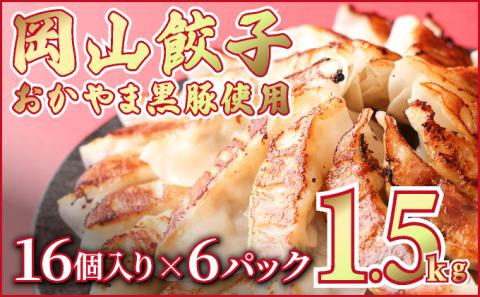 岡山餃子 晴れの国で育った黒豚と野菜の餃子 16個入り(256g)×6パック(96個)1.5kg以上