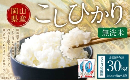 【3ヶ月定期便】【令和7年産】〈無洗米〉岡山県産こしひかり10kg（5kg×2袋）