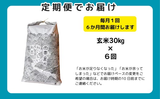 《期間限定》【6回定期便】玄米 30kg 令和7年産 あきたこまち 岡山 あわくら源流米 K-bd-CEGA