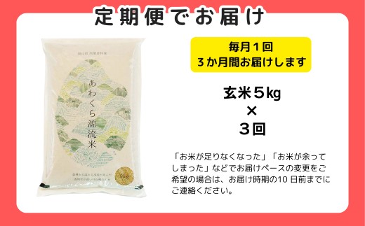 《12月限定特別価格》【3回定期便】玄米 5kg 令和7年産 コシヒカリ 岡山 あわくら源流米 K-ab-BEHA