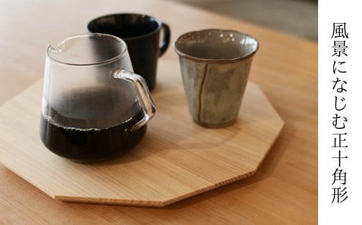 ヒノキの平盆【十角】 M-ms-A44A