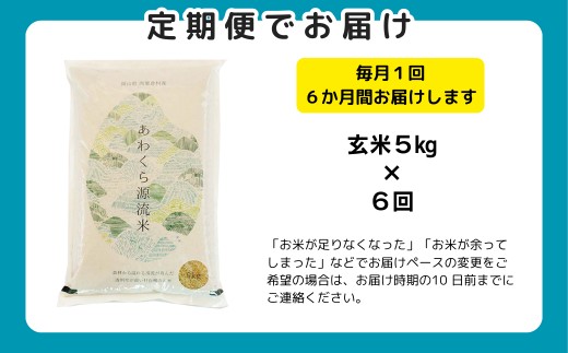 《12月限定特別価格》【6回定期便】玄米 5kg 令和7年産 コシヒカリ 岡山 あわくら源流米 K-ab-CEHA