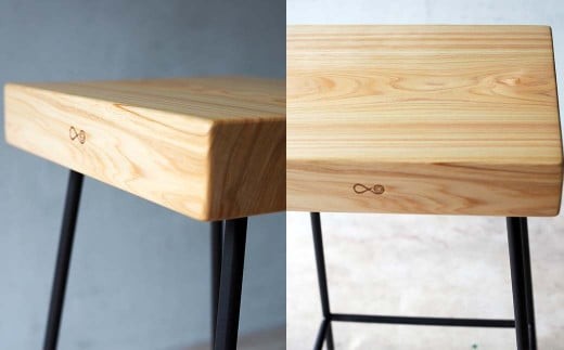 ヒノキのスツール Compago 65cm｜国産ヒノキ無垢材×アイアン脚 カウンタースツール 日本製 西粟倉村 E-mp-A17A