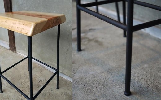 杉のライブエッジＢａｒスツール H60cm E-mp-A04A