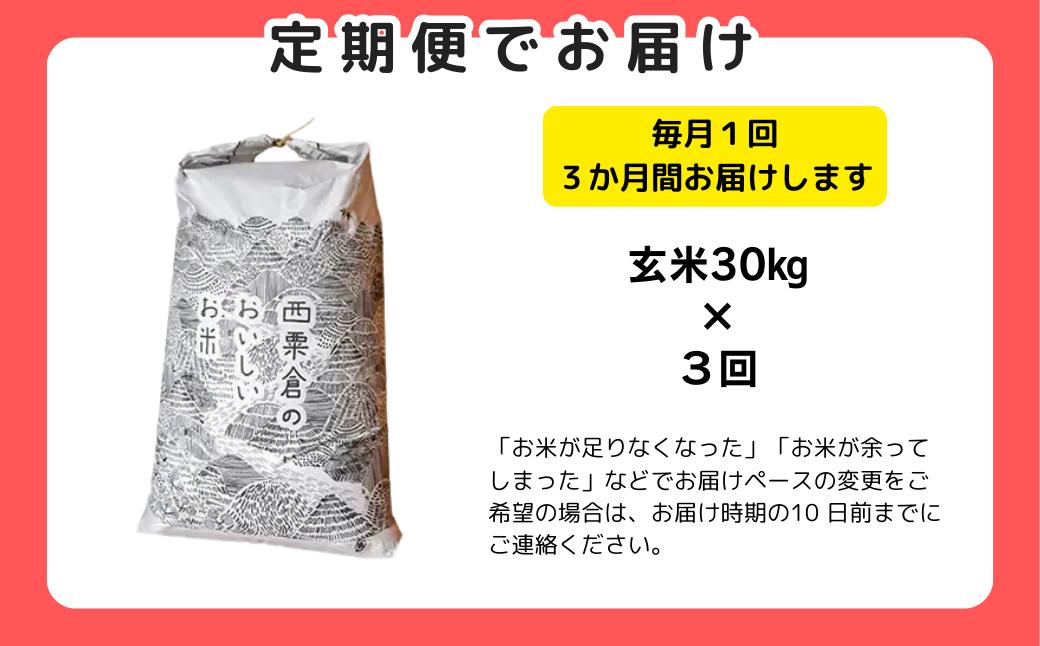 【令和8年産新米・先行予約】【3回定期便】あわくら源流米 あきたこまち 玄米 30kg｜西粟倉村産・昼夜寒暖差が育む甘み｜ふるさと納税 K-bd-BFZA