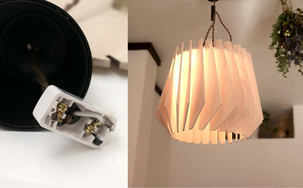 天然ひのきの木製 KD ペンダントライト＜バレル＞ | 優しい間接光と森の香りの照明器具（無塗装・組立簡単・LED対応・引掛シーリング式） M-ms-A04A バレル