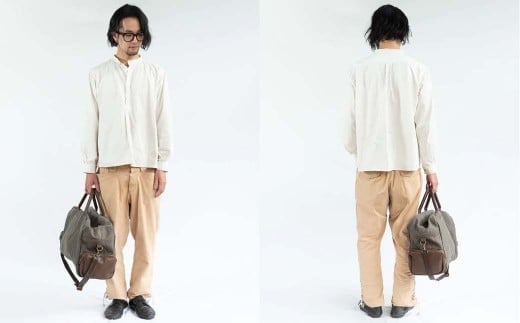 シカ革ボストンバッグ （鹿革+帆布） Z-UY-A07A