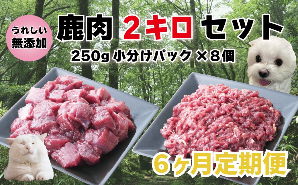 定期便 森のジビエ for PET 鹿肉カット＆ミンチ2kg×6回 A-JK-C02H