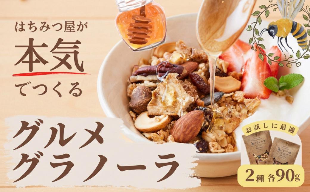 グラノーラ 無添加 国産はちみつ使用【ノラノーラ ミケ&クロ】 ココナッツ・ショコラ 食べ比べセット(90g×2) A-MT-A20A
