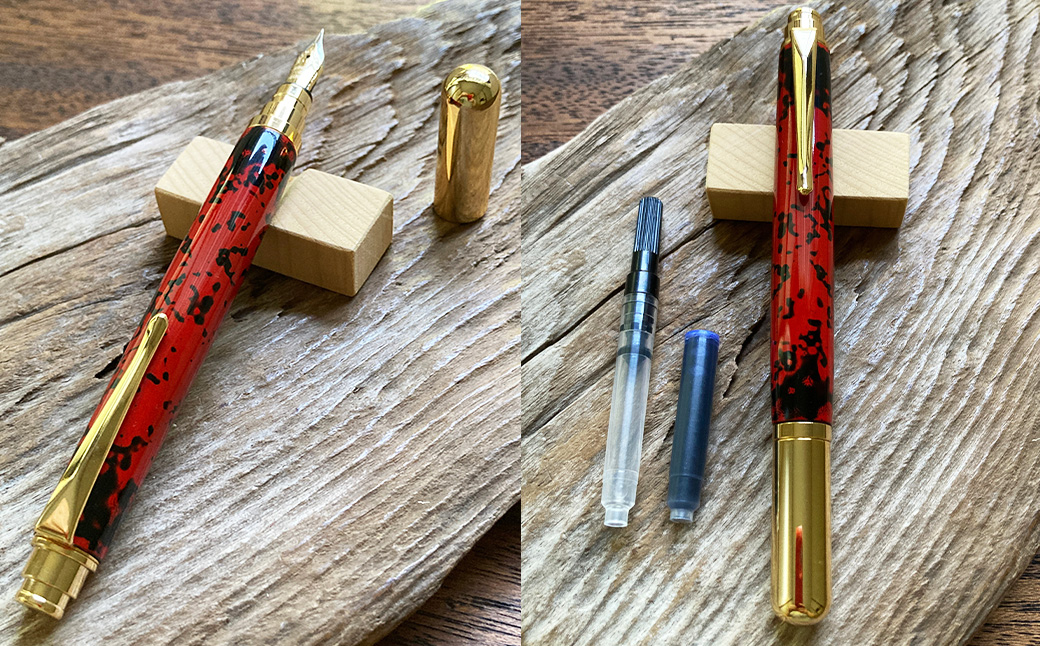 【ANA限定】 〔限定〕 虫食い （赤黒） 研ぎ出し 万年筆N（G）