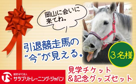 【引退競走馬支援!】サラブリトレーニング施設見学＆記念グッズセット【3人分】