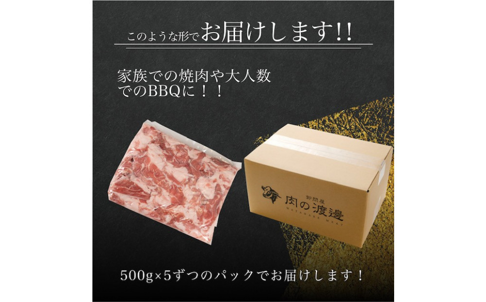 豚小間切れ（脂身多め） 2.5kg（500g×5パック）