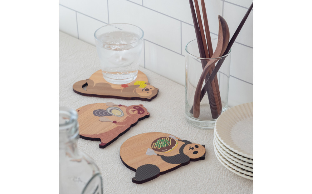 Ten＆O　木製プレートコレクション  ひろしまたぬき × ひろしまらっこ　各1枚 合計2枚入り
