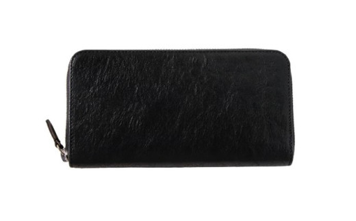 ＼年内発送／「千菱」 ラウンド  長財布 栃木レザーWコガシ /黒 L001