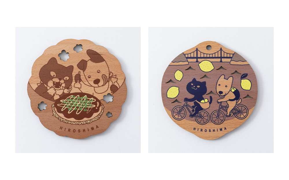 Ten＆O　木製プレートコレクション しまなみサイクリング × 広島お好み焼き　各1枚 合計2枚入り